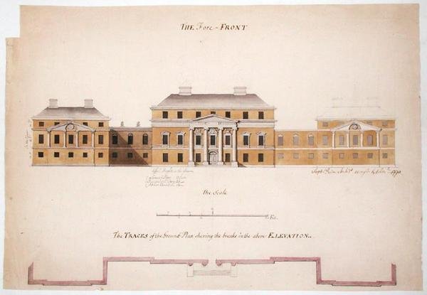 Ground Plan and Elevation for a Villa, 1763 by Stephen Riou