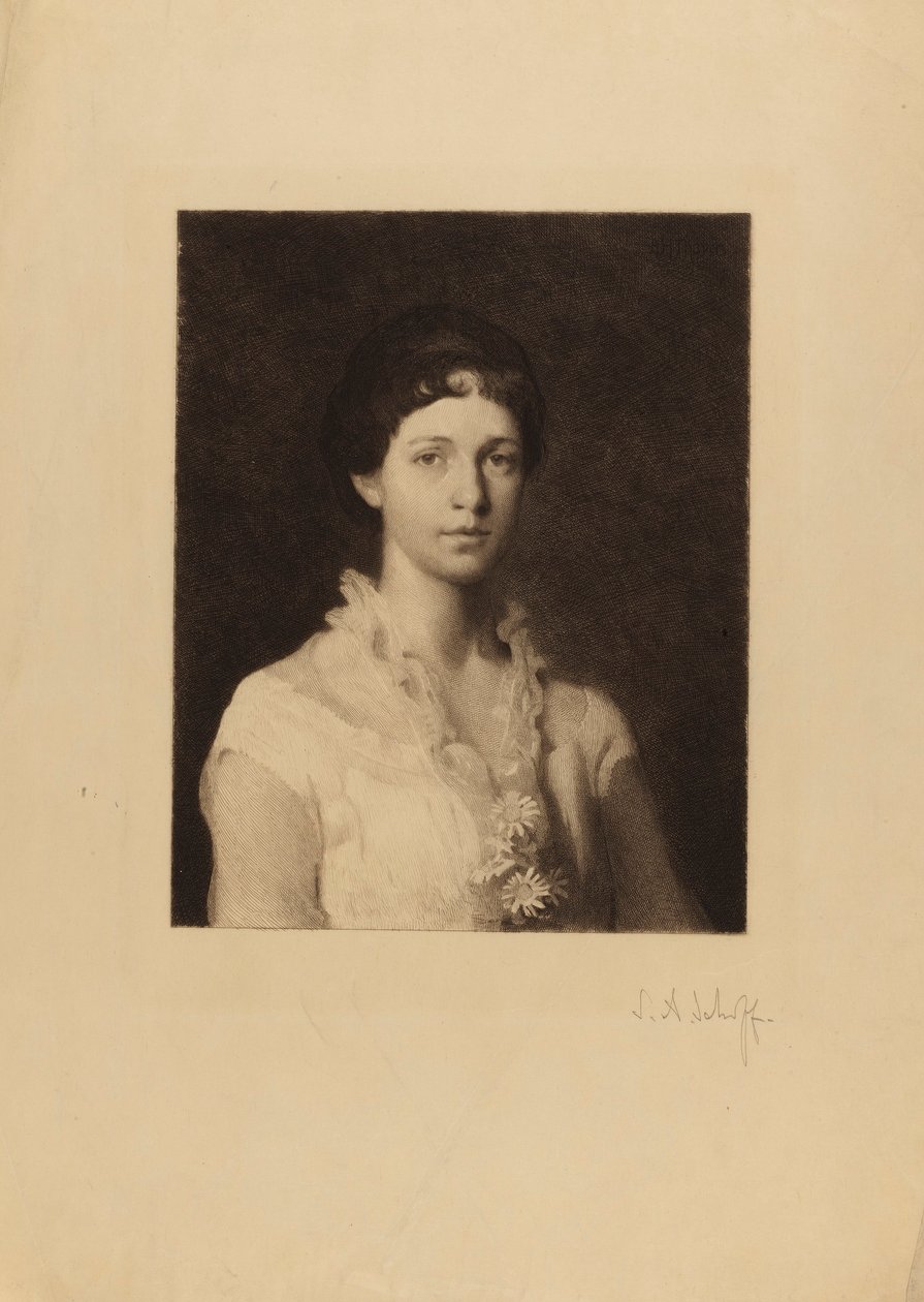 Untitled (woman with daisies on her dress) by Stephen Alonzo Schoff