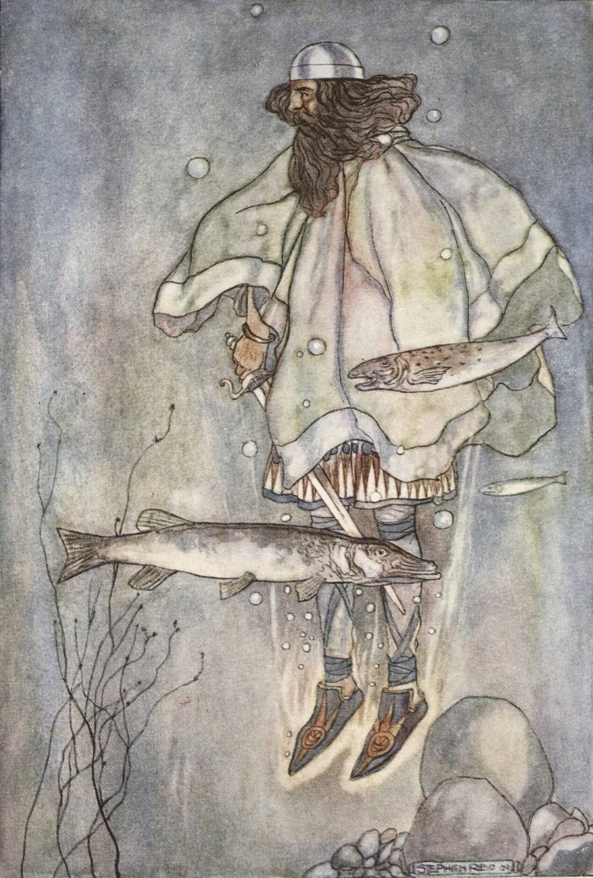 Fergus goes down into the lake, illustration from 