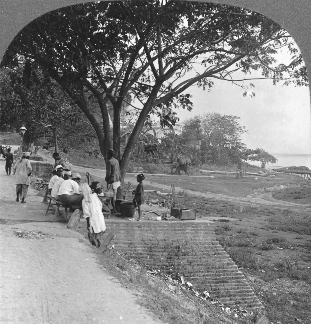 Riverfront and Bank, Bhamo, Burma, 1908 by Stereo Travel Co