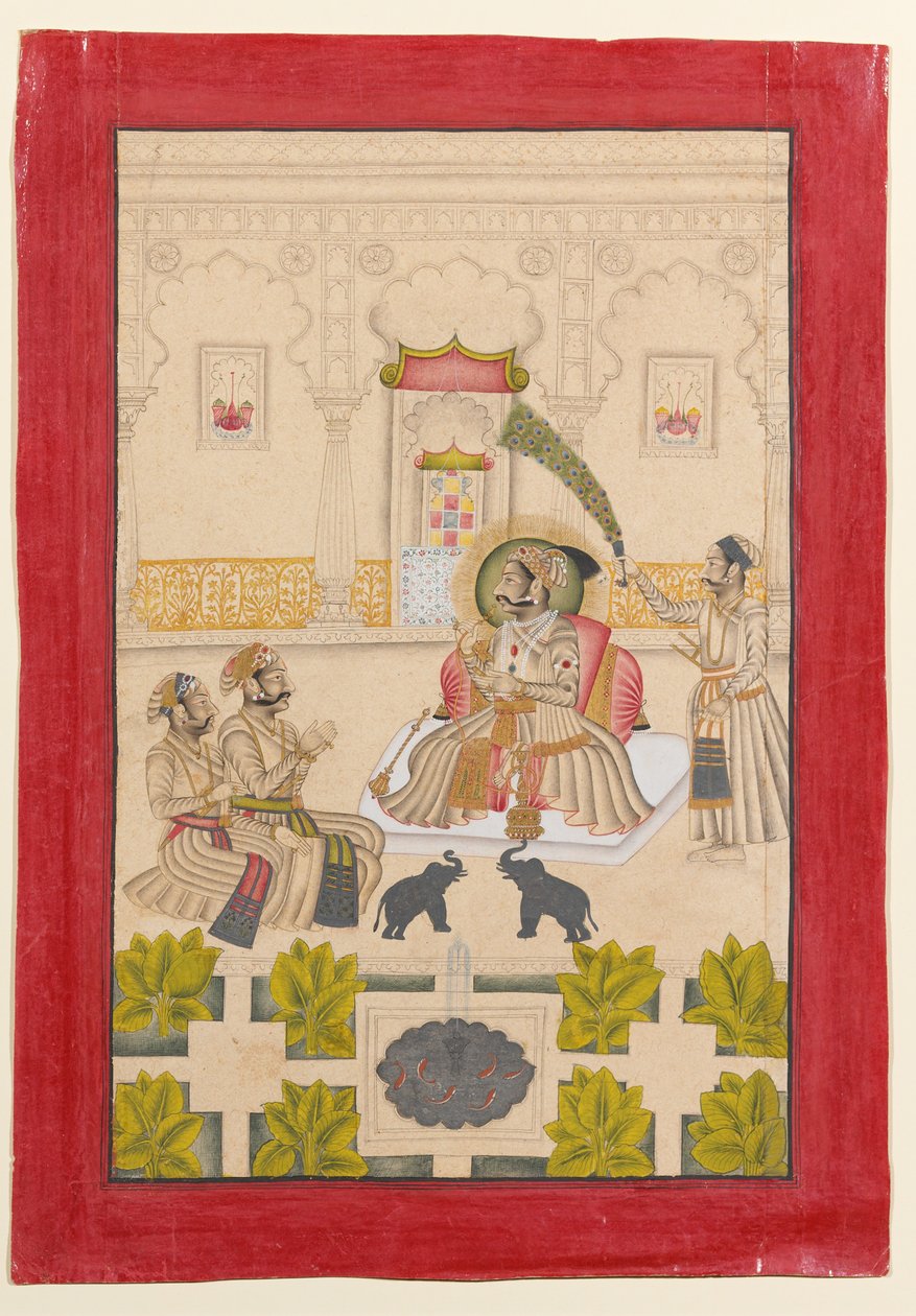 Maharana Amar Singh II Is Shown Two Silver Elephants by Stipple Master
