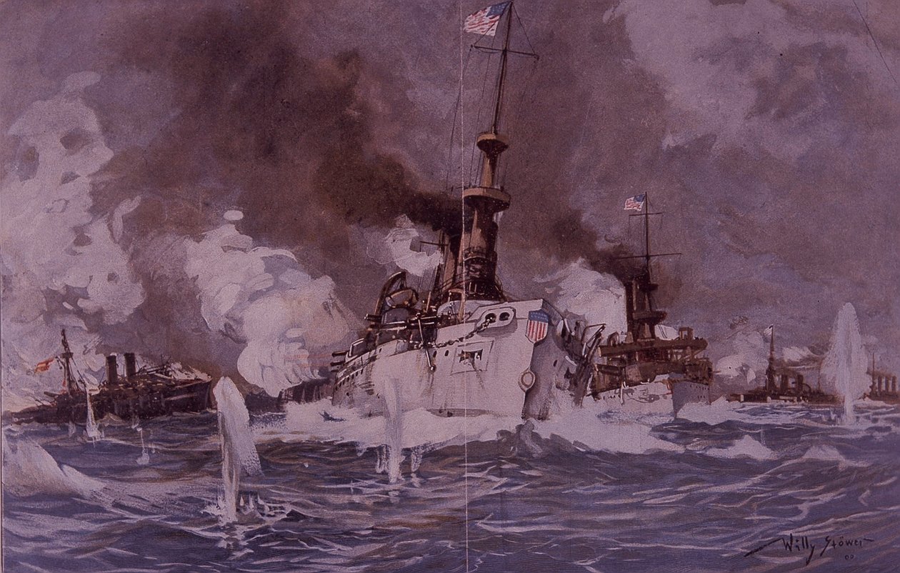 Spanish-American War 1898, Battle of Santiago de Cuba by Willy Stoewer 
