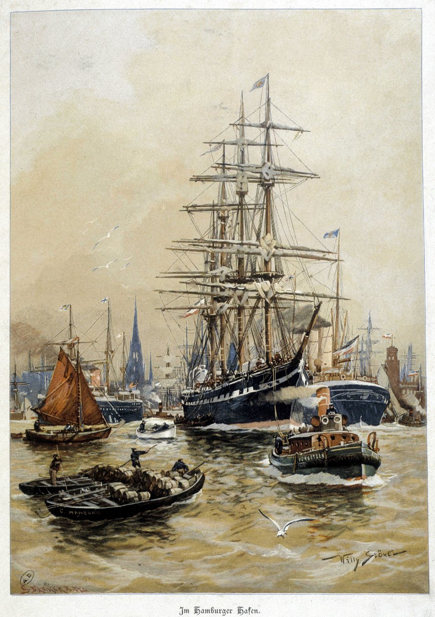 The port of Hamburg, early 20th century by Willy Stoewer 