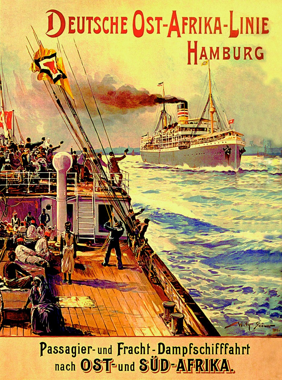 Poster advertising the German East Africa Line, Hamburg by Stoewer Willy