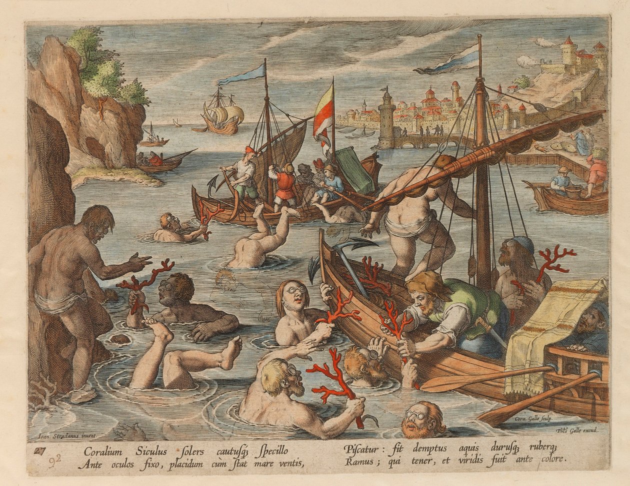 Fishing for Coral. From the Series Venationes Ferarum, Avium, Piscium by Stradanus