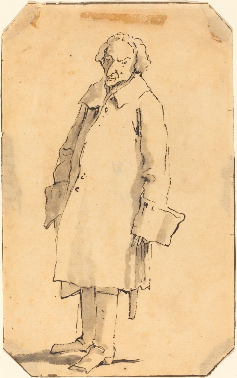 A Standing Man Wearing a Great Coat and Boots by Style of Giovanni Battista Tiepolo