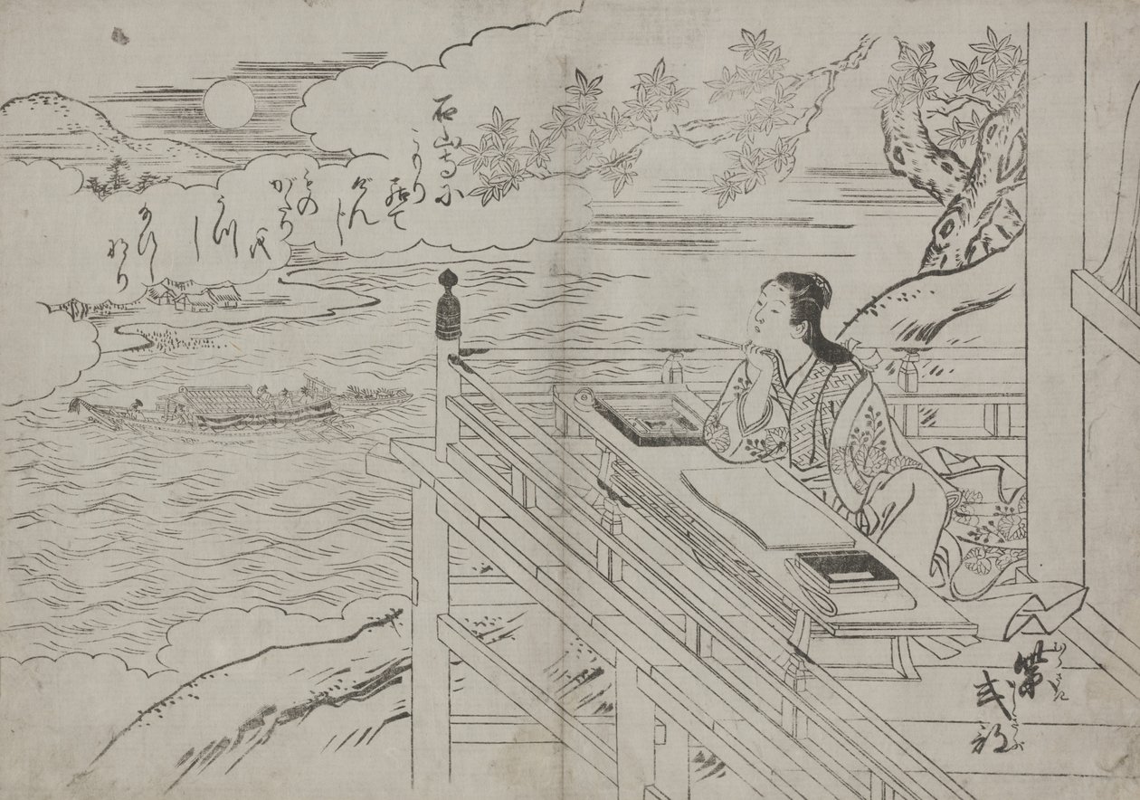 Illustration depicting Lady Murasaki by Sukenobu Nishikawa