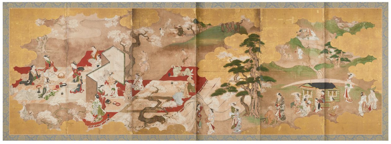 Picnicking under Cherry Blossoms and Boating on the River, mid 18th century by Sukenobu Nishikawa