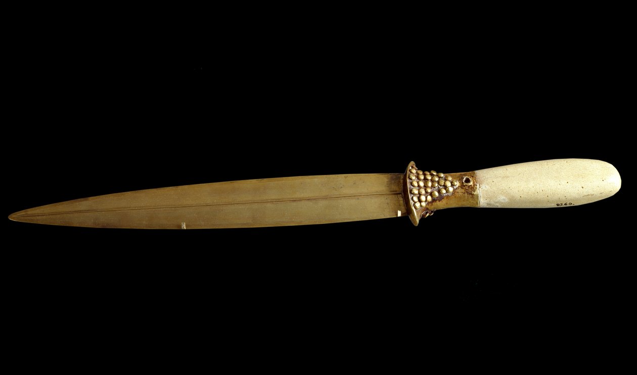 Sumerian civilization: gold dagger. From the Ur website. Baghdad, National Iraq Museum by Sumerian Sumerian