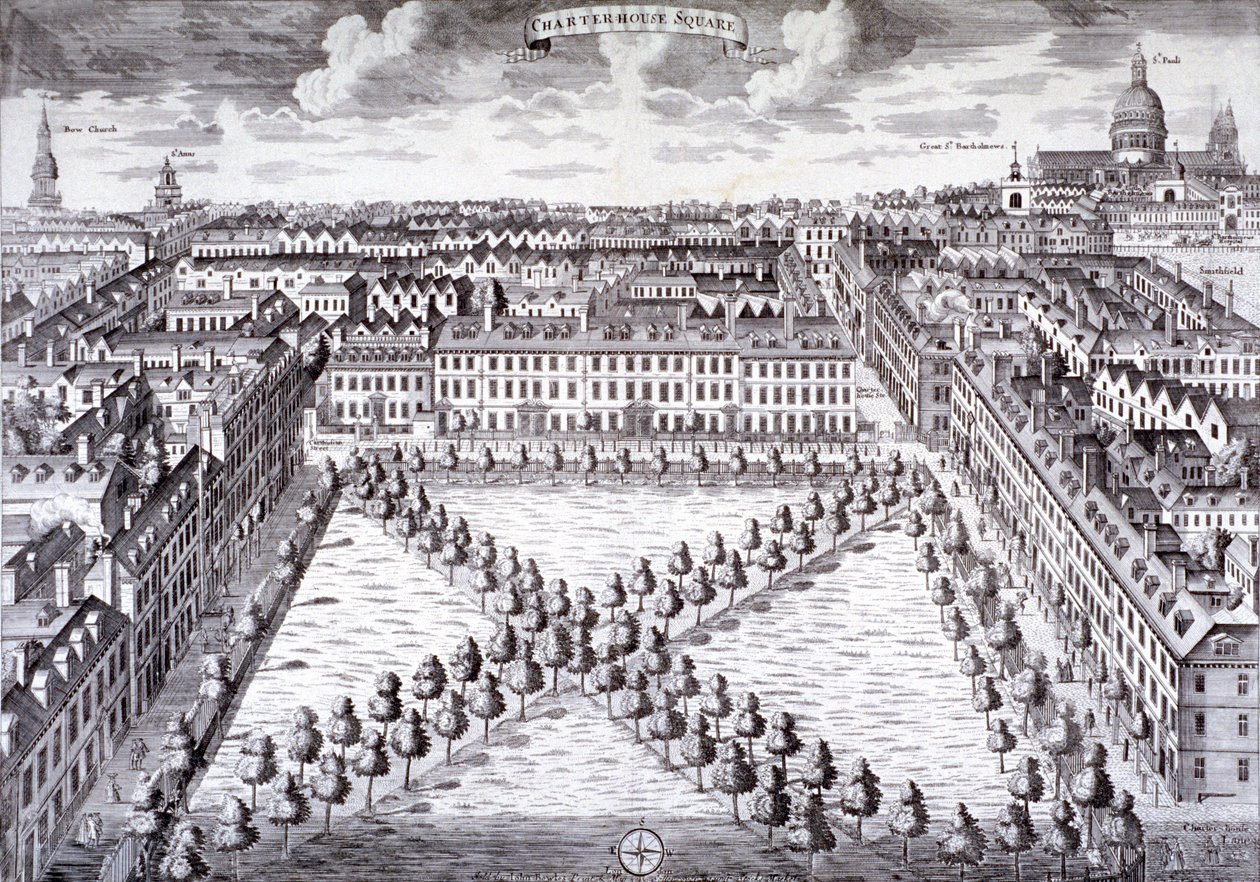 Bird's-eye View of Charterhouse Square, Finsbury, London