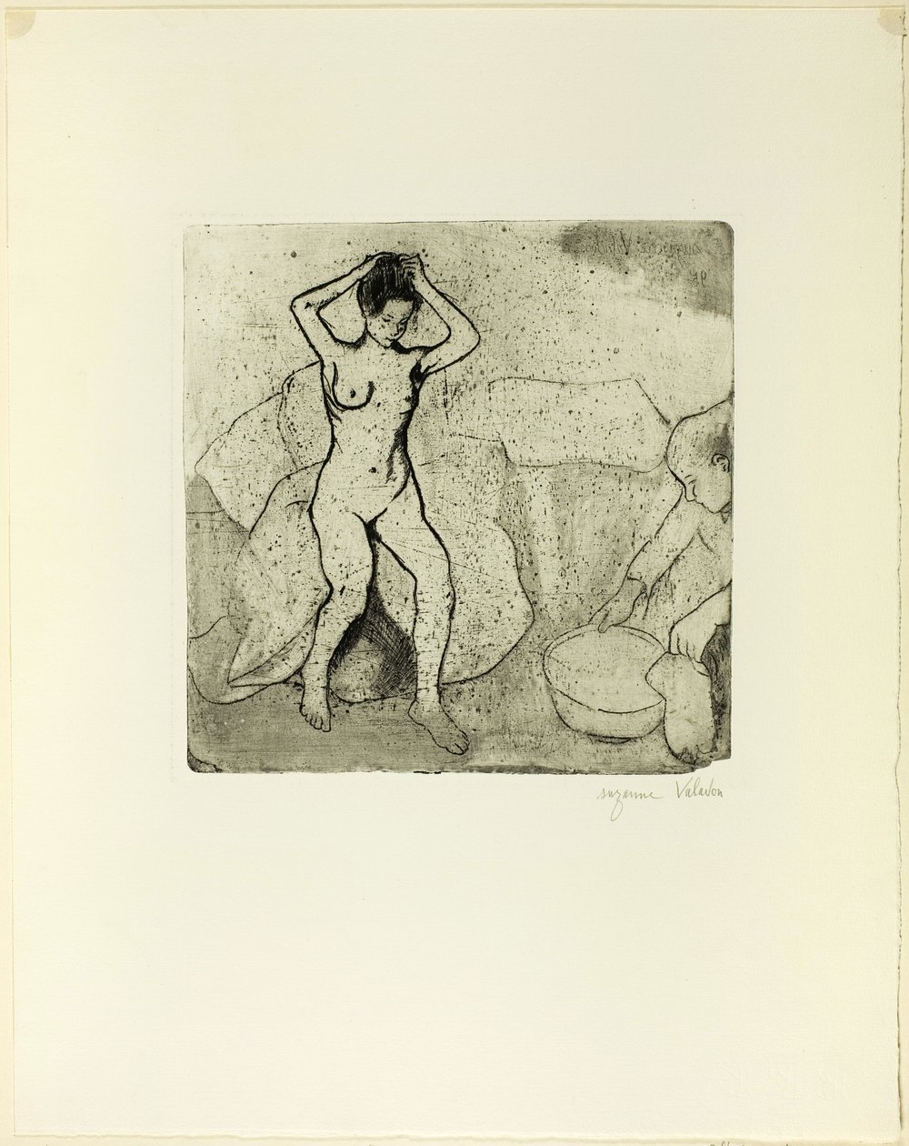 Catherine Prepares the Bath and Louise, Nude, Fixes her Hair by Suzanne Valadon