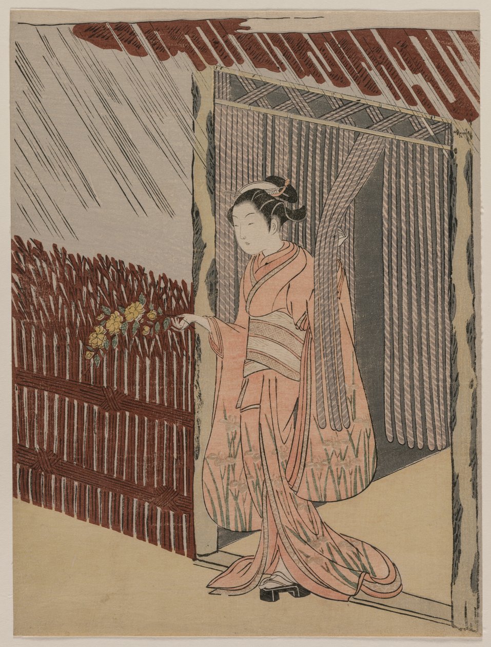 A Girl Dressing in Pink by Suzuki Harunobu