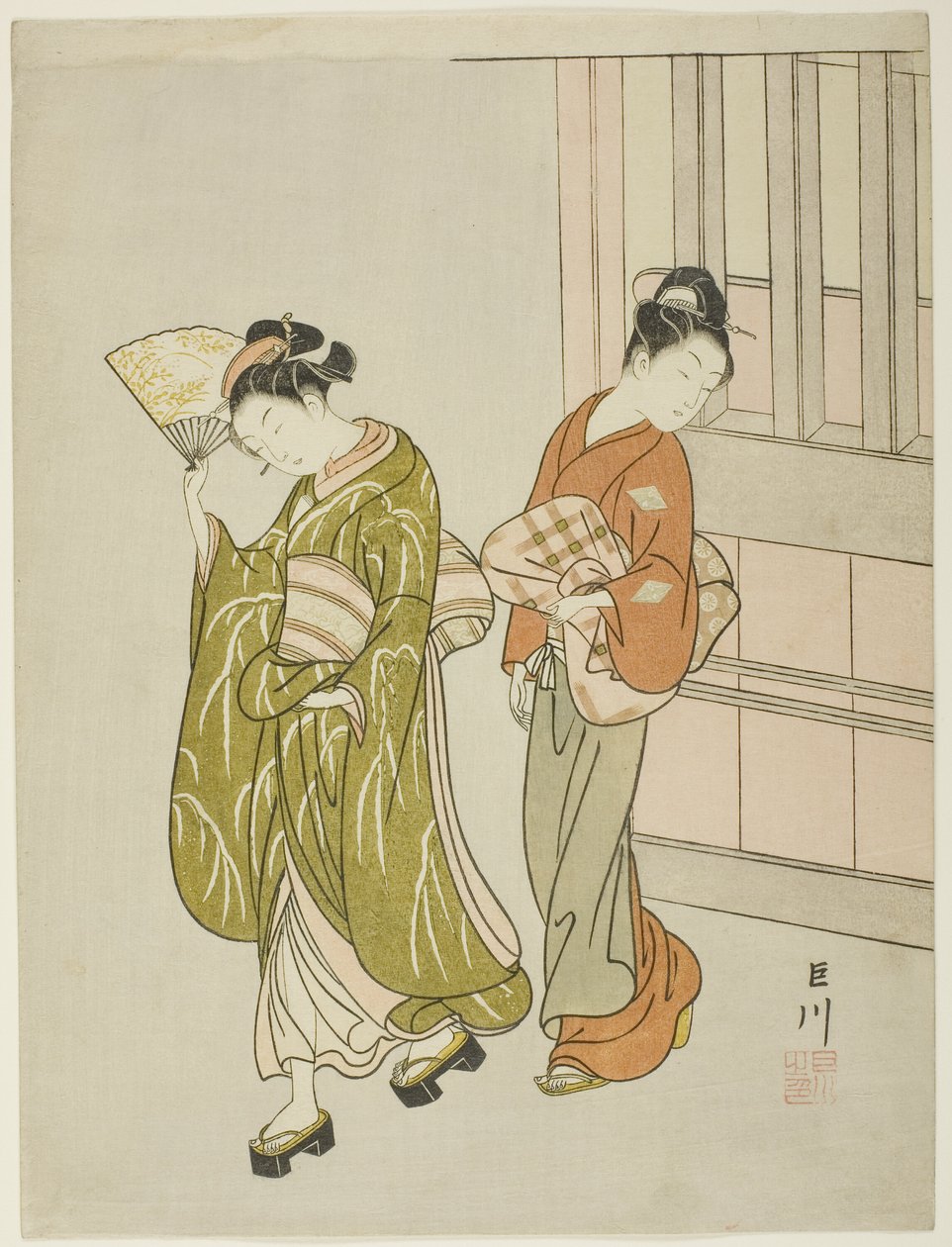 Clearing Breeze from a Fan, from the series "Eight Views of the Parlor" by Suzuki Harunobu