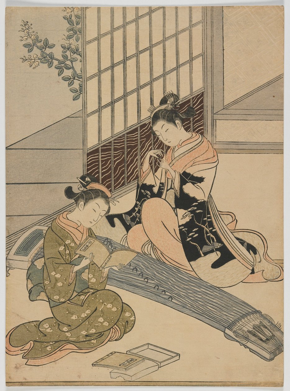 Descending Geese of the Koto, Edo period, c.1766 by Suzuki Harunobu