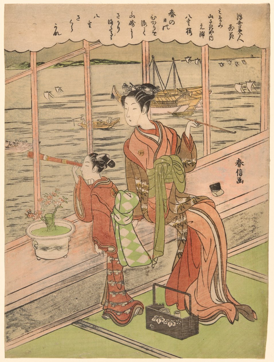 Double-Flowered Cherry: Motoura of the Minami Yamasakiya, from the series Beauties of the Floating World Compared to Flowers by Suzuki Harunobu