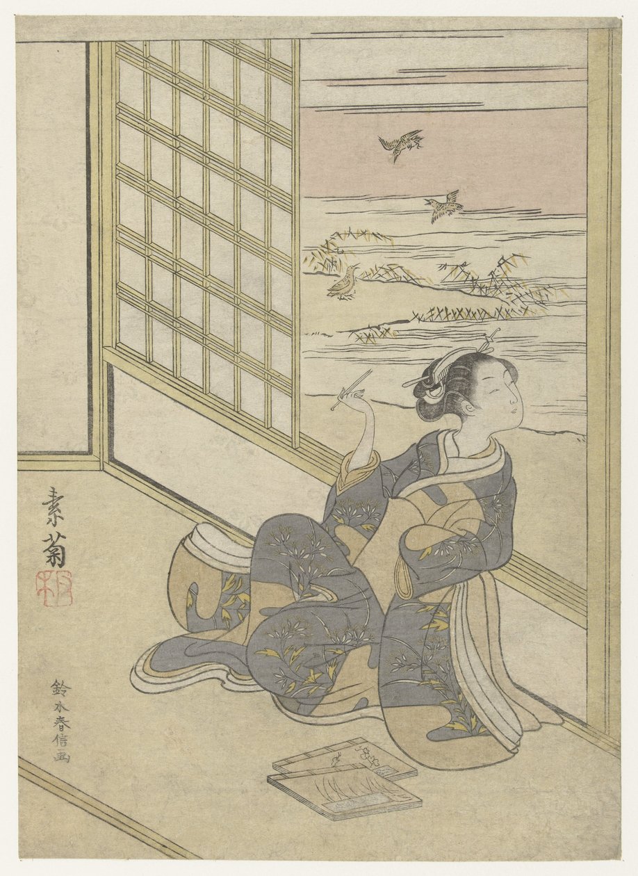 Girl Listening to the Snipes by Suzuki Harunobu