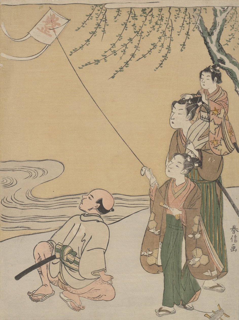 Kite Flying by Suzuki Harunobu