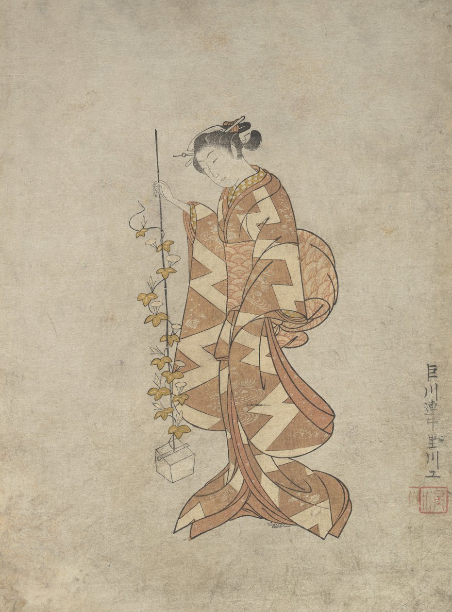 Modern Representation of the Poetess Kaga no Chiyo, ca. 1765 by Suzuki Harunobu