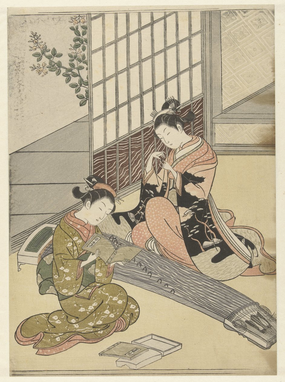 Landing Geese at the Koto Bridges by Suzuki Harunobu