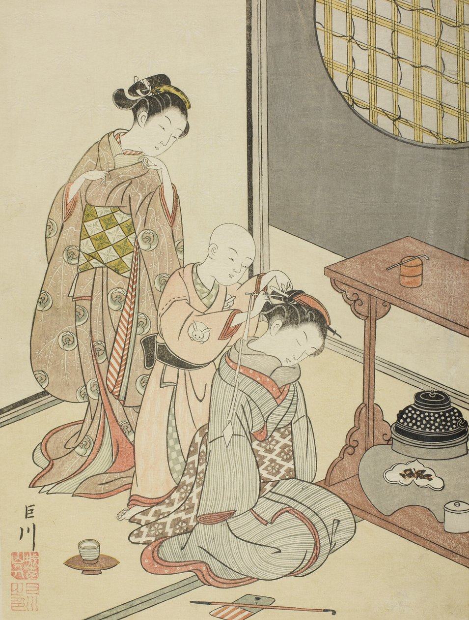 Night Rain of the Tea Stand by Suzuki Harunobu
