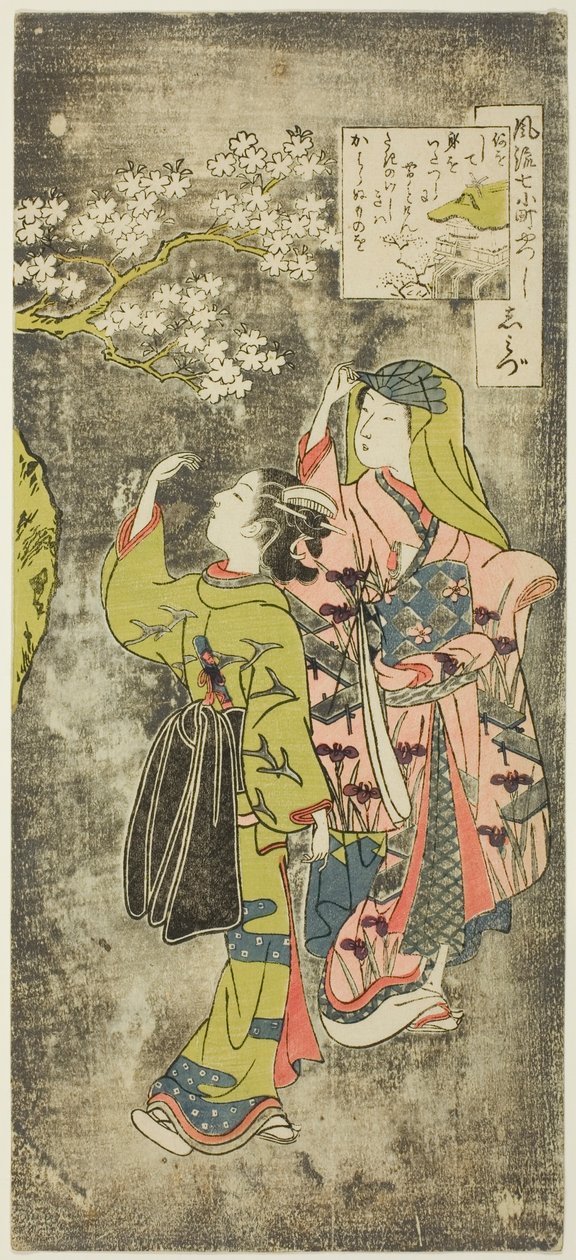 Ono no Komachi by the Waterfall, from the series The Seven Fashionable Aspects of Komachi by Suzuki Harunobu
