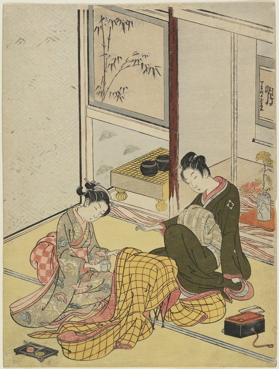 Perfuming a Robe as a Mitate of the Four Elegant Pastimes, Autumn by Suzuki Harunobu