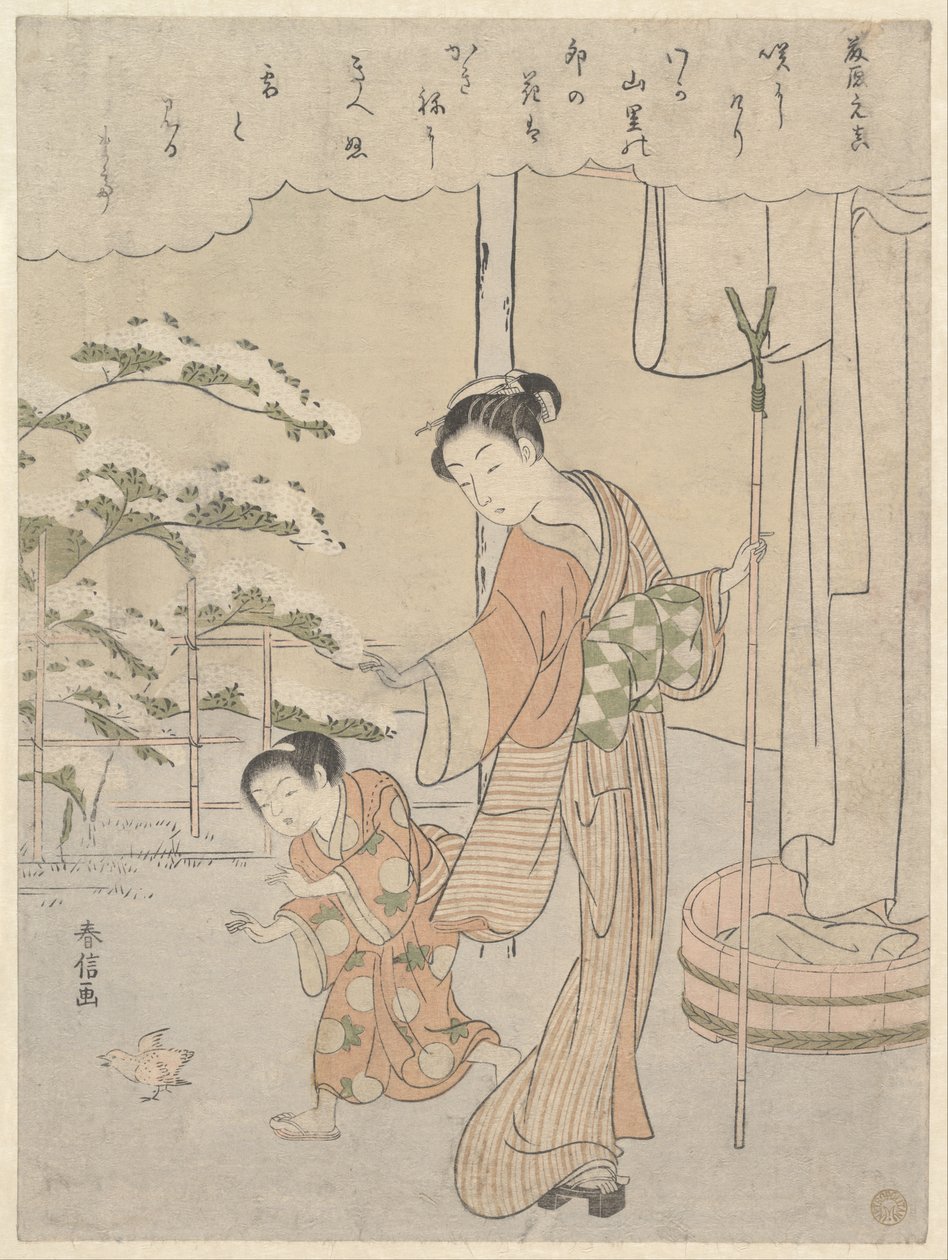 Poem by Fujiwara no Motozane (ca. 860) from the Series Thirty-Six Poets by Suzuki Harunobu