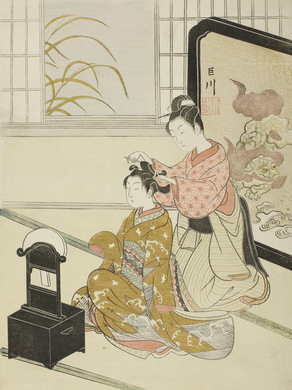 The Autumn Moon in the Mirror by Suzuki Harunobu
