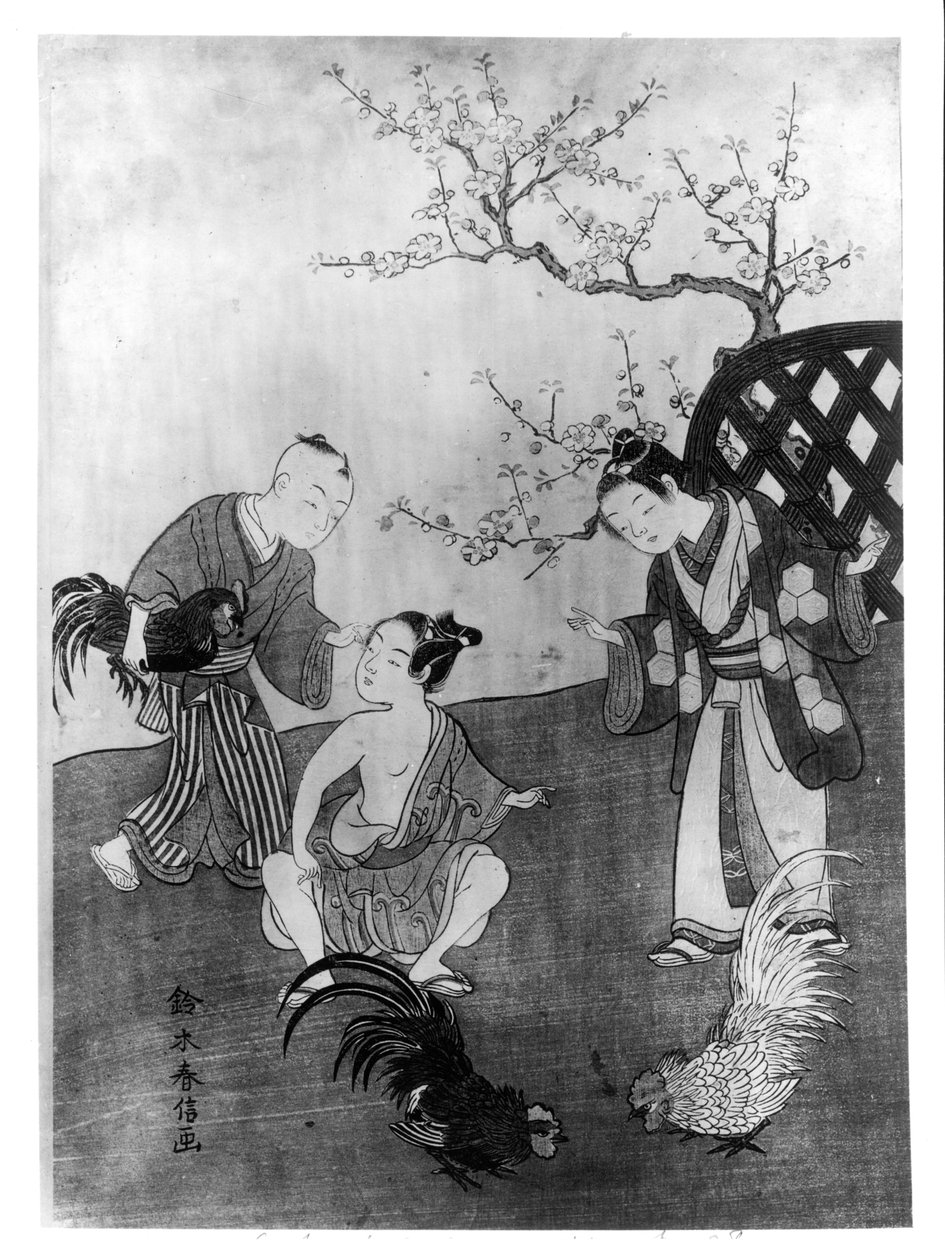 The Cockfight by Suzuki Harunobu