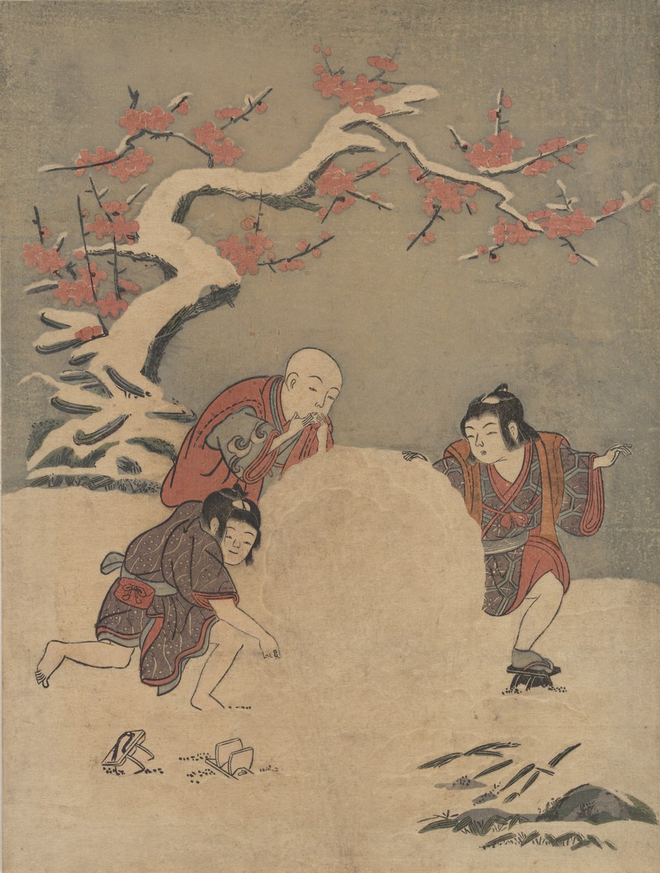The Snow Ball, 1770 by Suzuki Harunobu