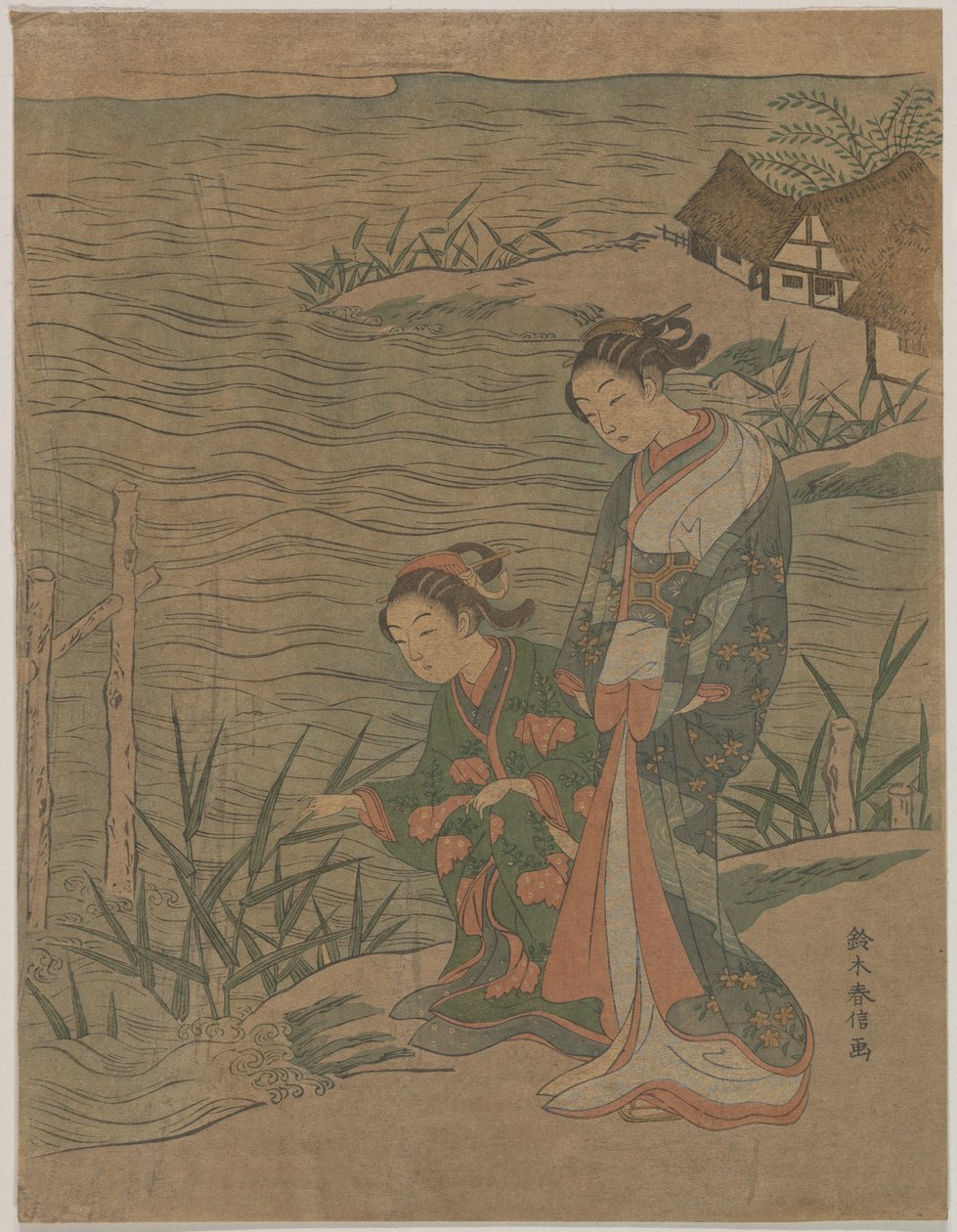 Two Young Ladies at the Shore by Suzuki Harunobu
