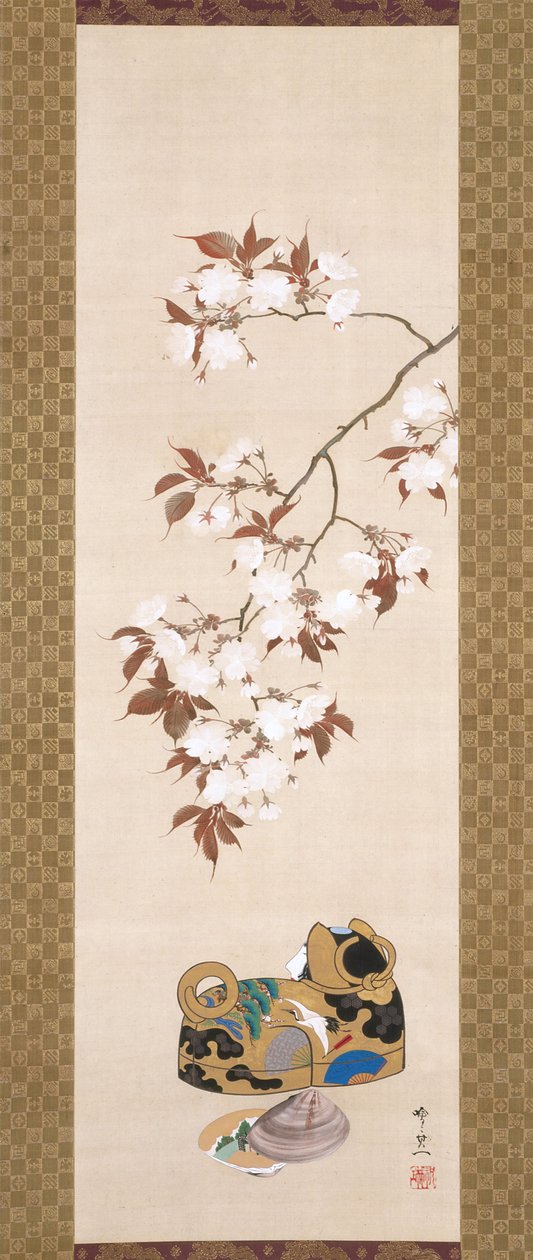 Cherries And Dog-Shaped Box by Suzuki Kiitsu
