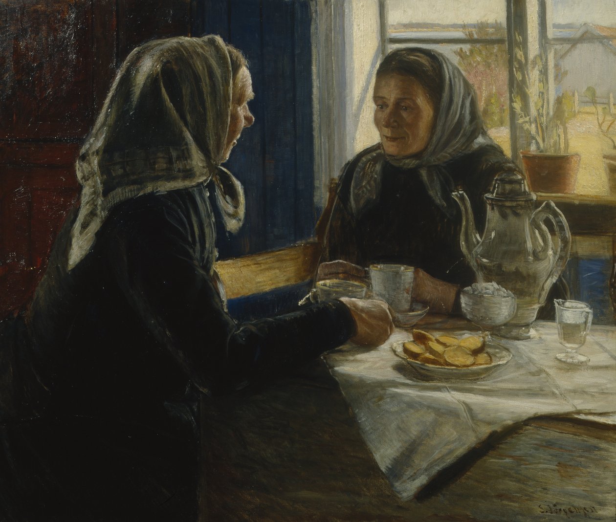 Two Women Drinking Coffee by Sven Jorgensen