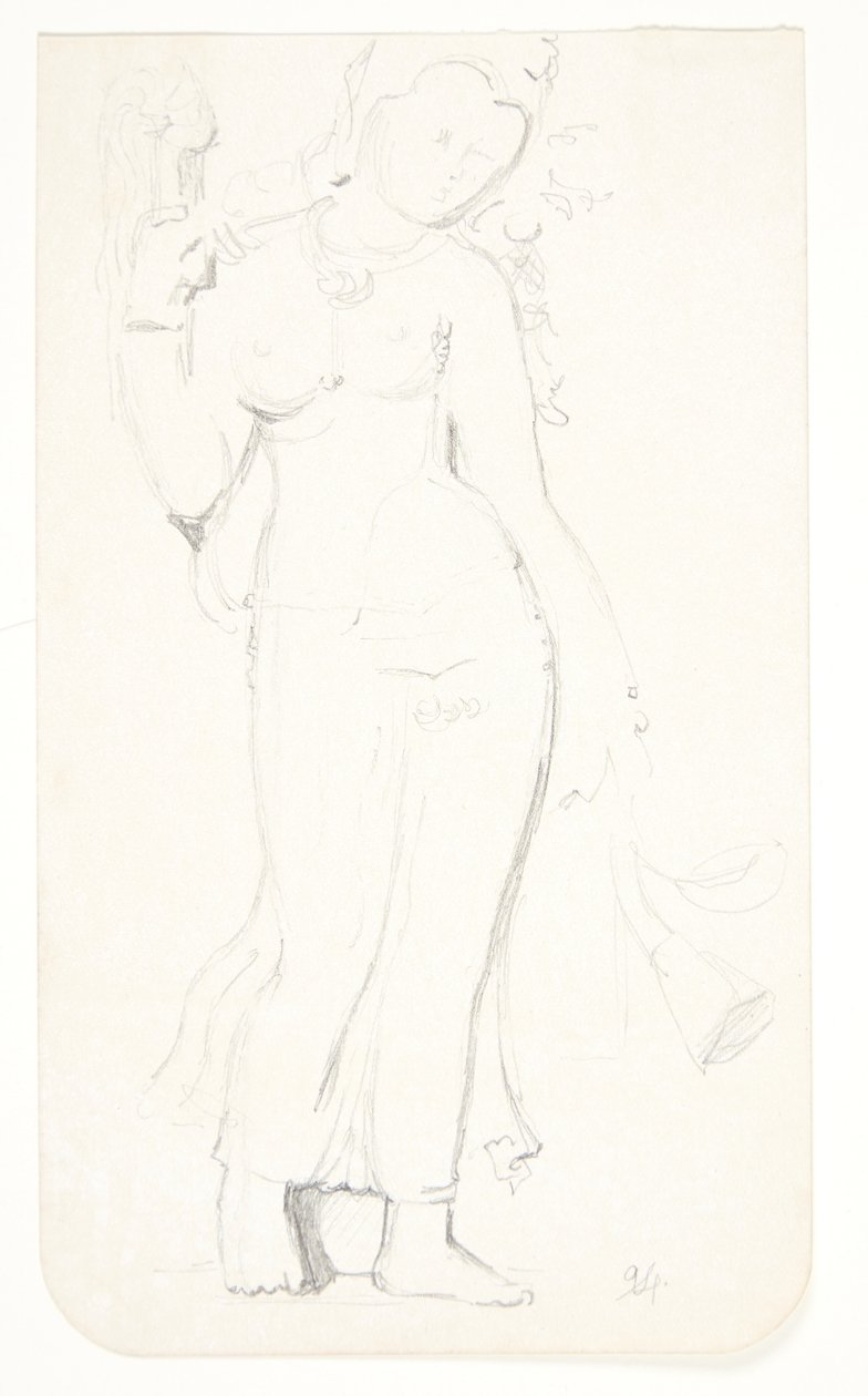 Standing Woman. Study Sheet after Reliefs in Borobudur, Java by Svend Rathsack