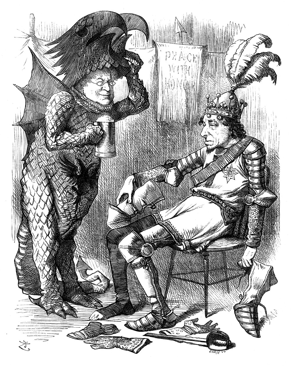 St George and the Dragon After the Performance, 1878 by Swain