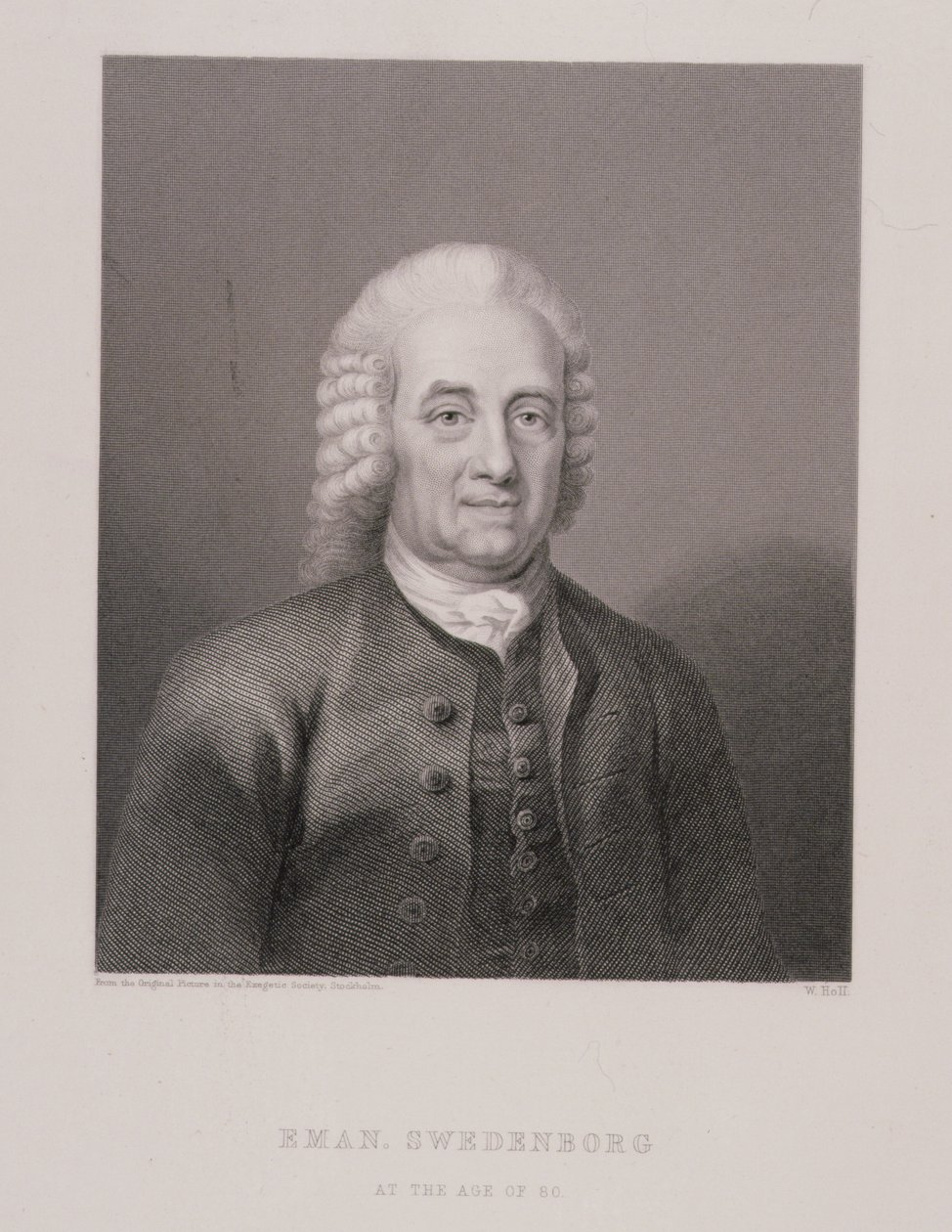 Emanuel Swedenborg at the Age of 80, engraved by W. Holl, from World Religion by Swedish School