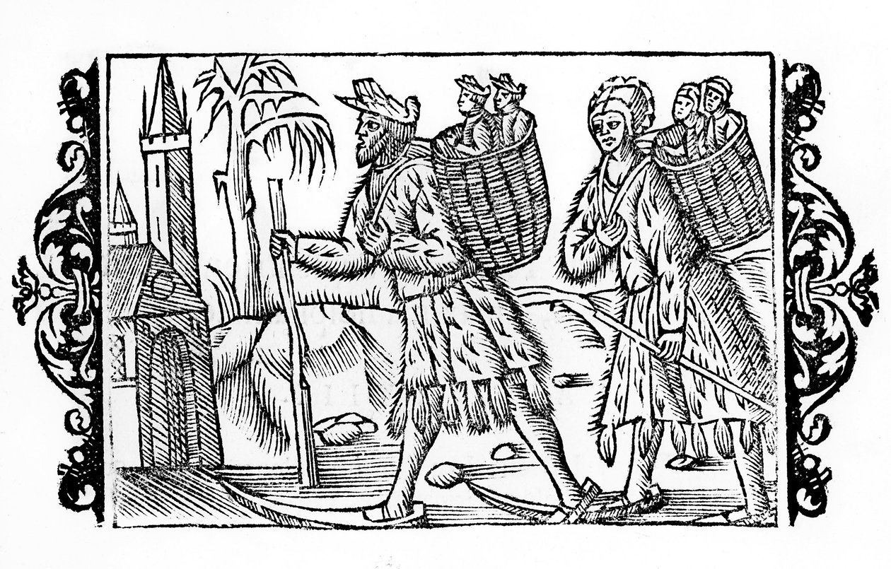 Two Finns on Ski - in De Gentibus Septrionalibus of Archbishop Olaus Magnus, Sweden by Swedish School