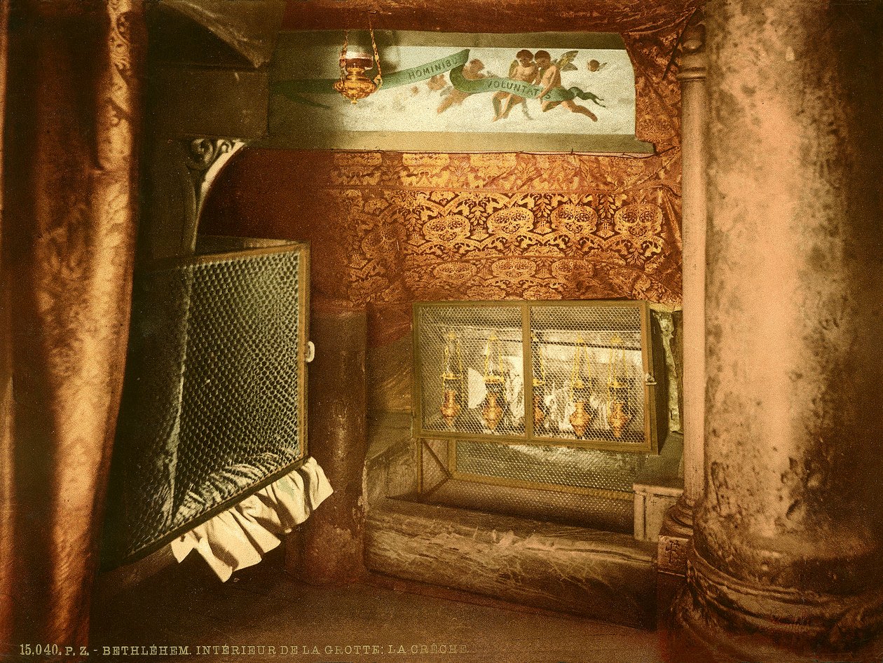 Interior of the grotto of the Church of the Nativity in Bethlehem by Swiss Photographer
