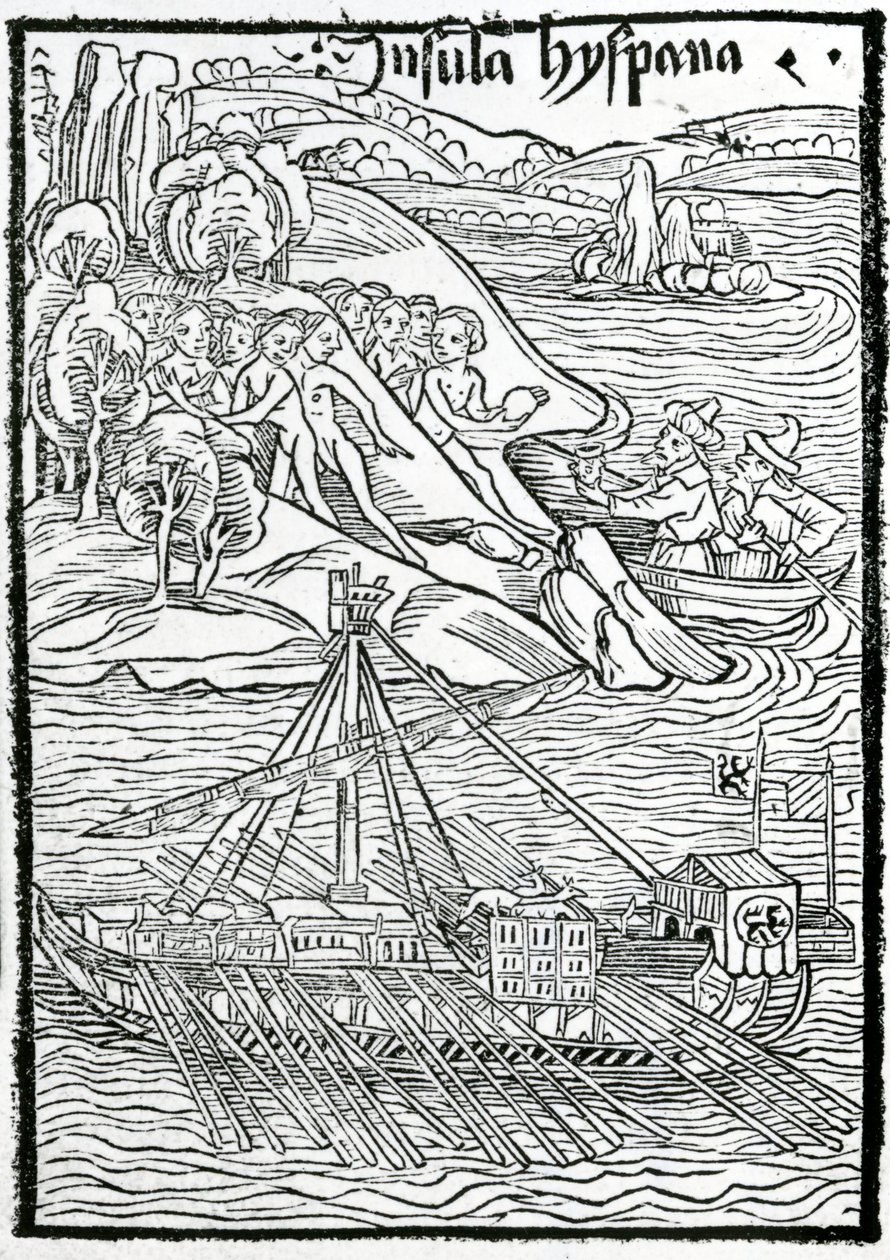 Arrival of Columbus Caravel on the Island of Hispaniola by Swiss School