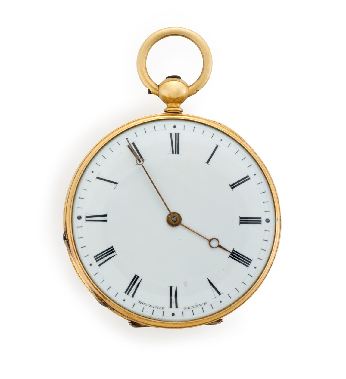 Moulinie Openface Keywound Cylinder Pocketwatch, Geneve, Engraved June 30 1846 by Swiss School