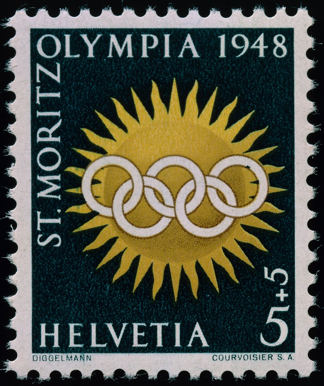 Stamp Commemorating the 1948 Winter Olympics by Swiss School
