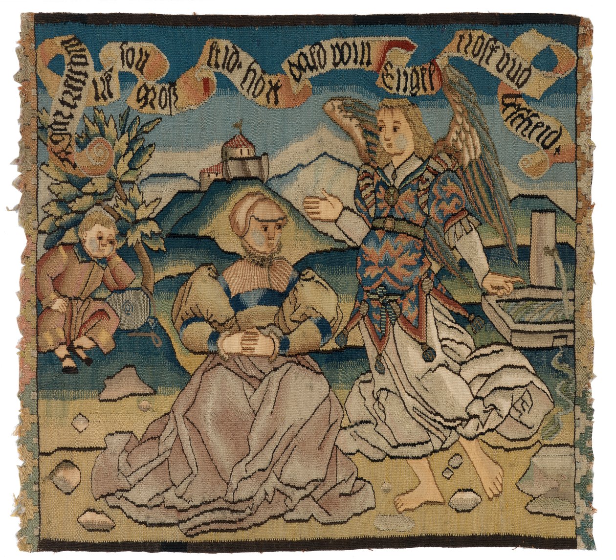 Tapestry Panel Depicting Hagar and the Angel by Swiss School
