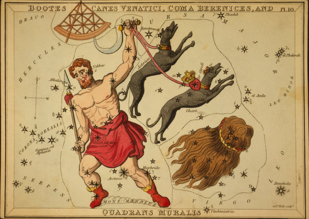 Bootes Canes Venatici, Coma Berenices, and Quadrans Muralis, Illustration from 