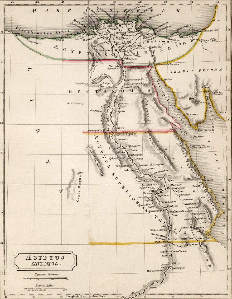 Map of Ancient Egypt, drawn and engraved by Sydney Hall, c.1826 by Sydney Prior Hall