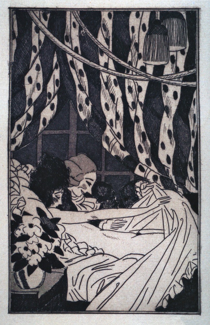 Giacomo Casanova raises the sheets to contemplate his naked mistress by Sylvain Sauvage