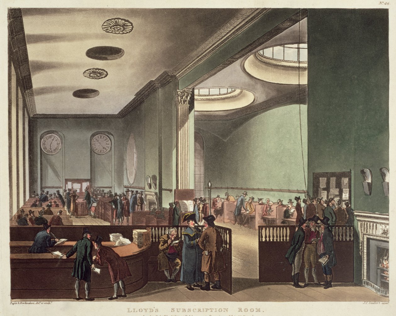 Royal Exchange, Lloyds Subscription Room, from Ackermann