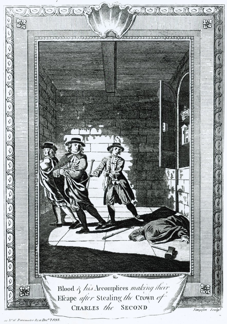 Blood and His Accomplices Making Their Escape after Stealing the Crown of Charles II by T. Simpson