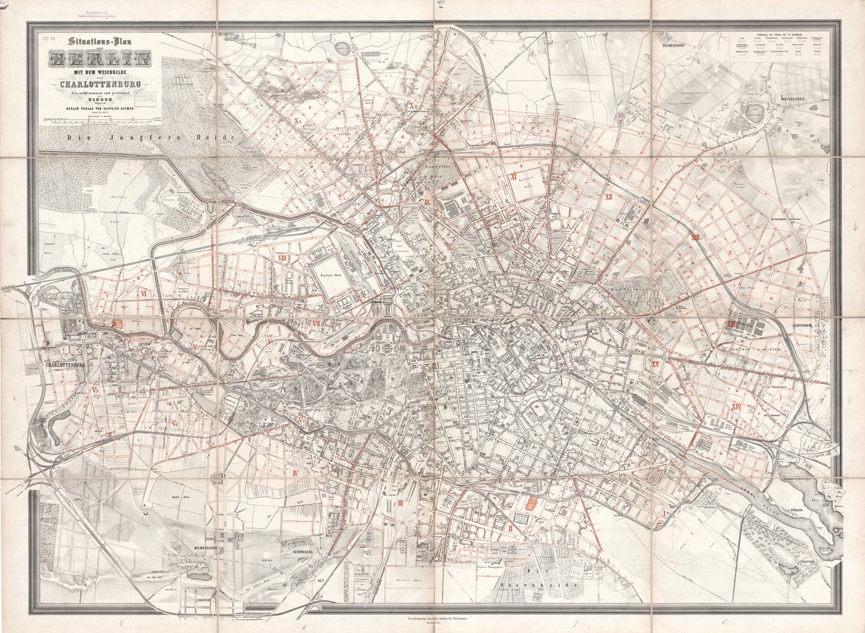 Situation Plan of Berlin with the Surrounding Area and Charlottenburg, Newly Surveyed and Drawn by Sineck by T. Sineck