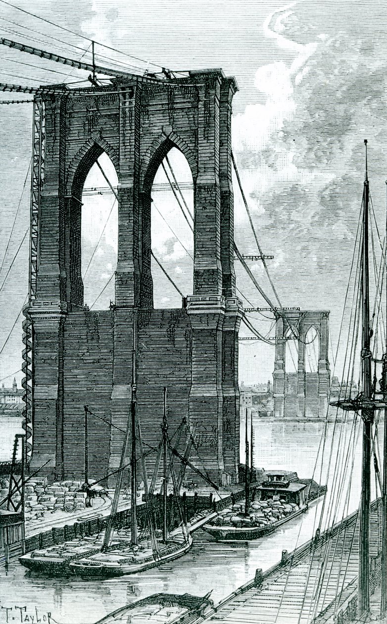 Brooklyn Bridge Under Construction, 1878 by T. Taylor