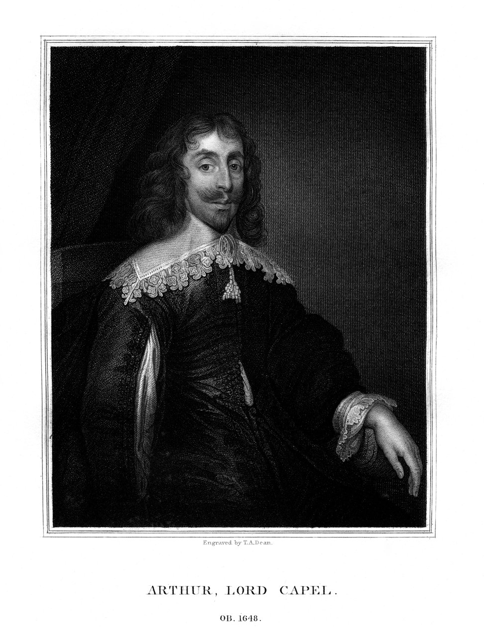 Arthur Capel, 1st Baron Capel, English Royalist, 1825 by T. A. Dean